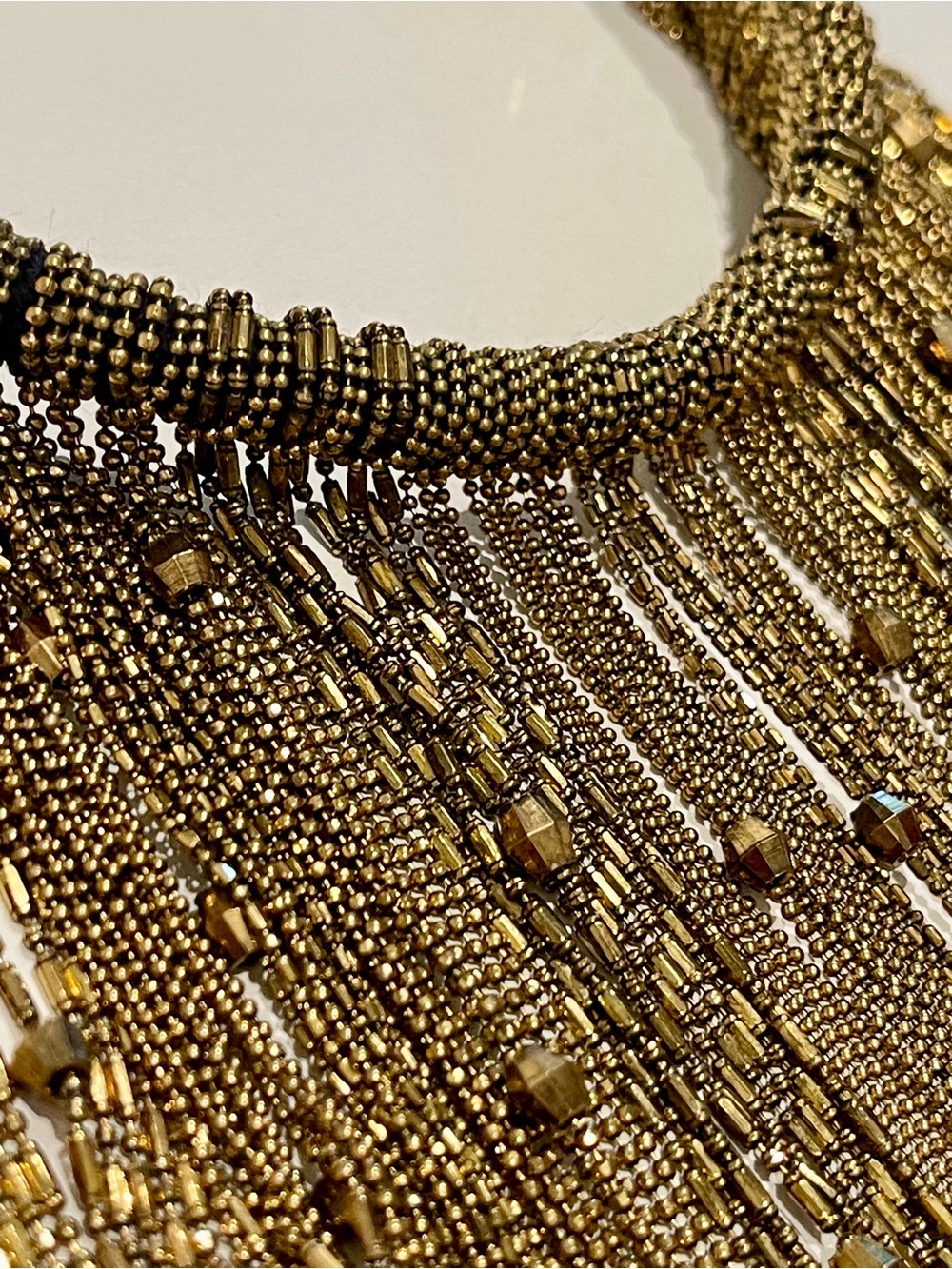 Hector Albertazzi Brazil luxury jewelry Gold Beaded Fringe Statement Necklace